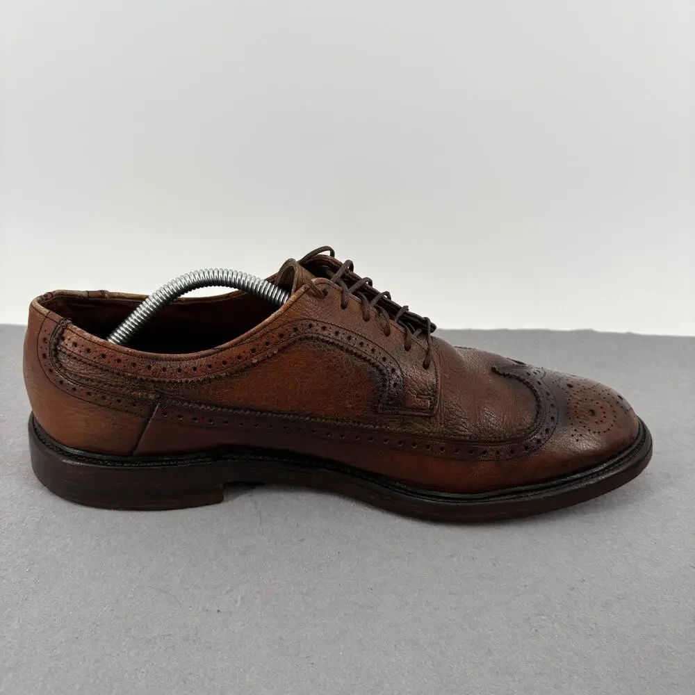 Vintage Towncraft Brown Leather Longwing Brogue Wingtip Shoes Mens 11 Derby